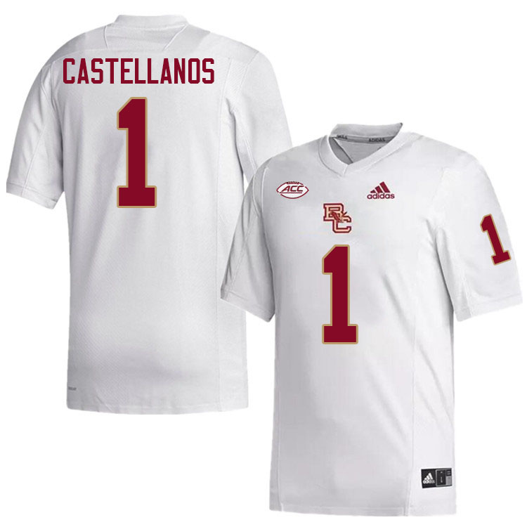 Boston College Eagles #1 Thomas Castellanos College Football Jerseys Stitched-White